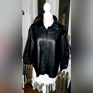 Zara Faux Leather Statement Blouse